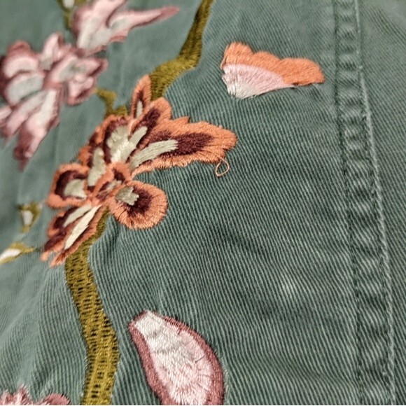 Ashley by 26 International Olive Jacket Embroidered Flowers, Women Small - Picture 9 of 10